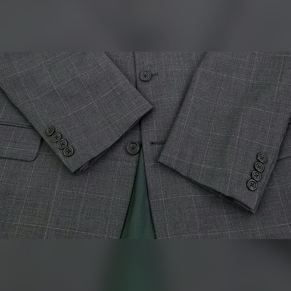 42L/44L Burberry Windowpane Wool Sport Coat Blazer - Picture 4 of 8